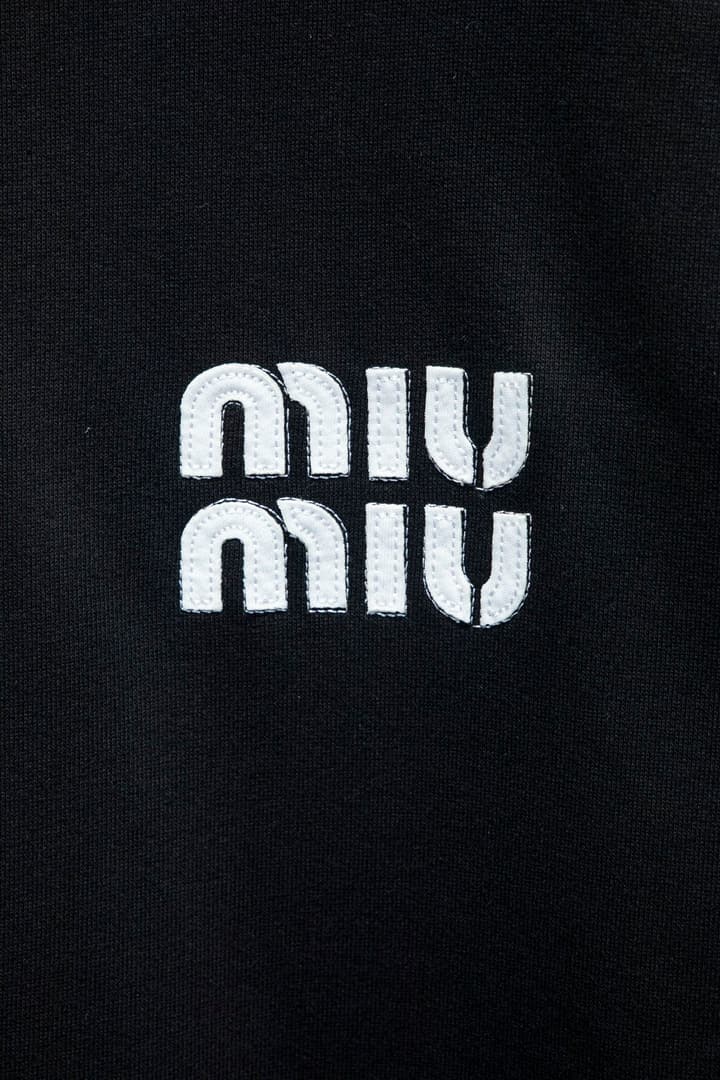 Miu Miu Embroidered Oversize Cotton Sweatshirt in Heather Grey