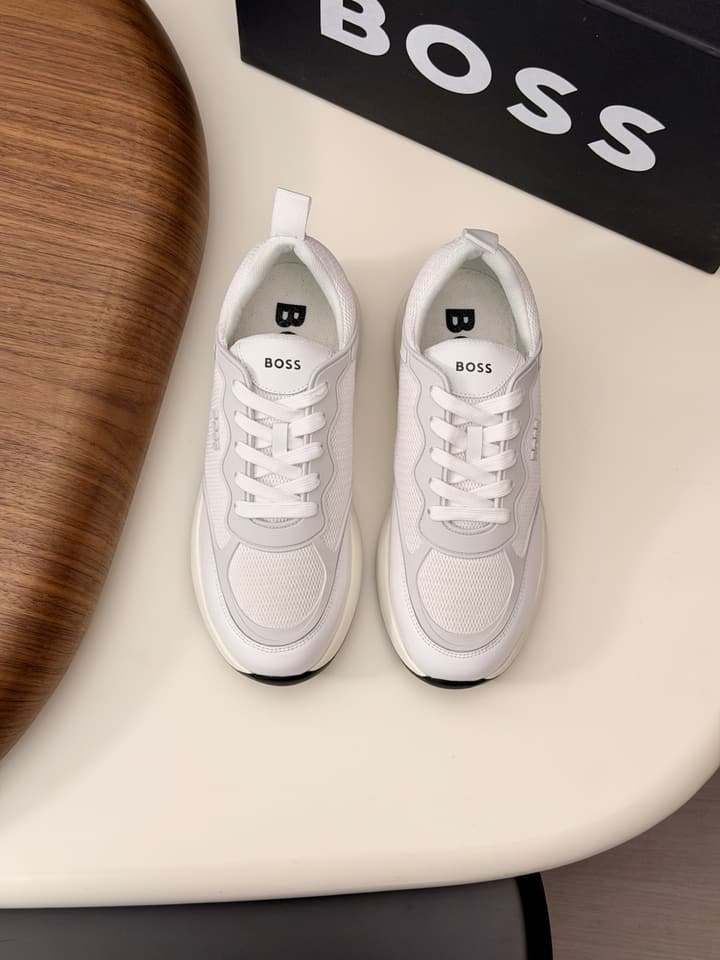 Boss Men's Knit and Leather Sneakers
