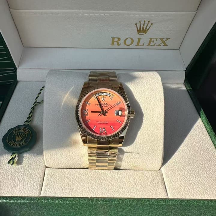 Rolex Day-Date 36 Yellow Gold Red Carnelian Watch