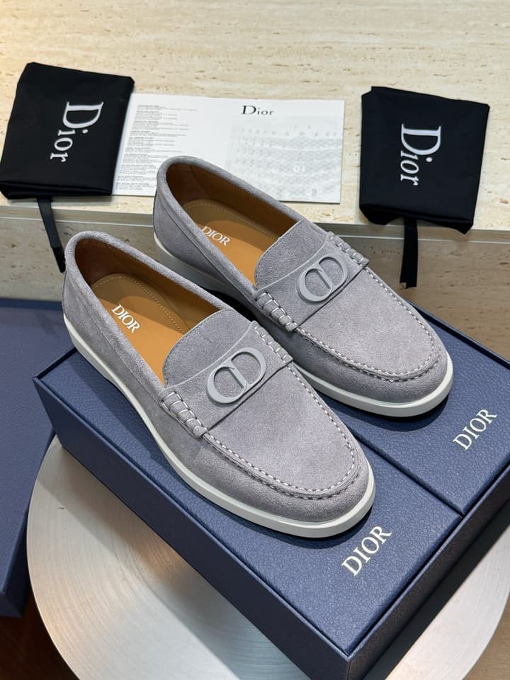 Dior Granville Men's Lace-Up Casual Shoes in Dark Blue Suede