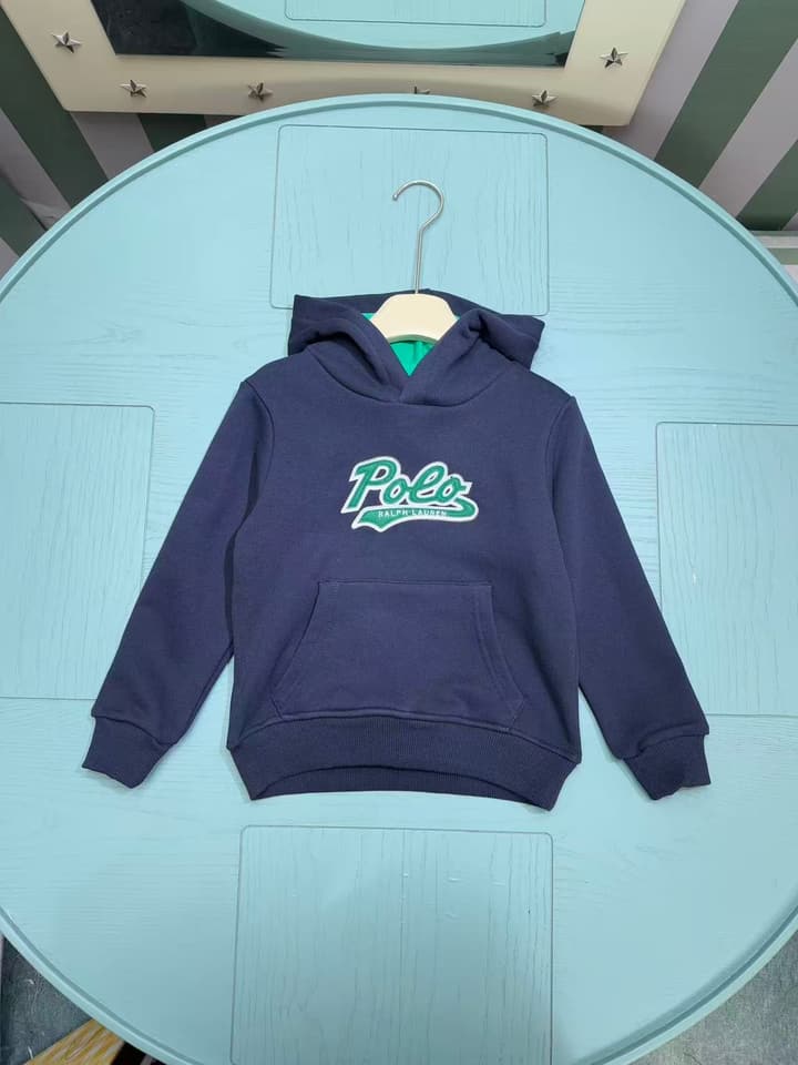 Ralph Lauren Inspired Kids Hooded Sweatshirt – 2025FW – Kids Collection in Burgundy Bear Graphic
