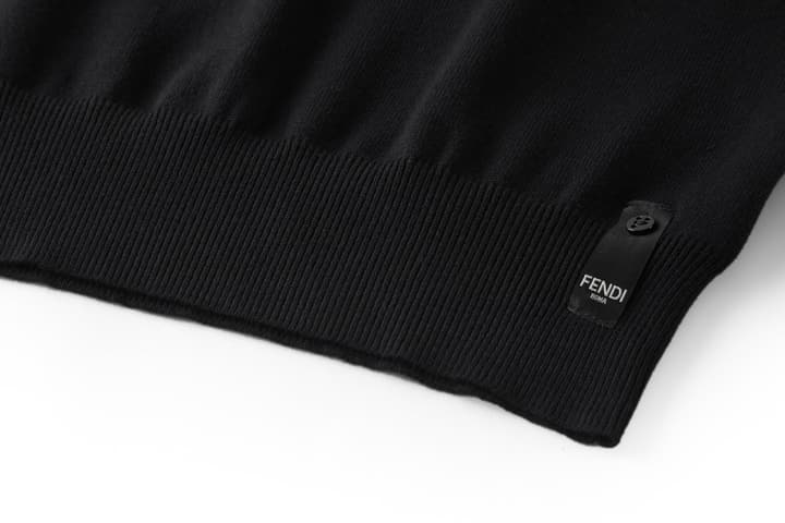 Fendi Double F Hot Stamp Crewneck Sweater in Classic Black