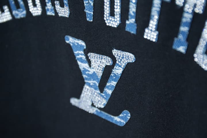 Louis Vuitton Denim Patchwork Rhinestone T-Shirt – 26SS Early Spring Collection in Black