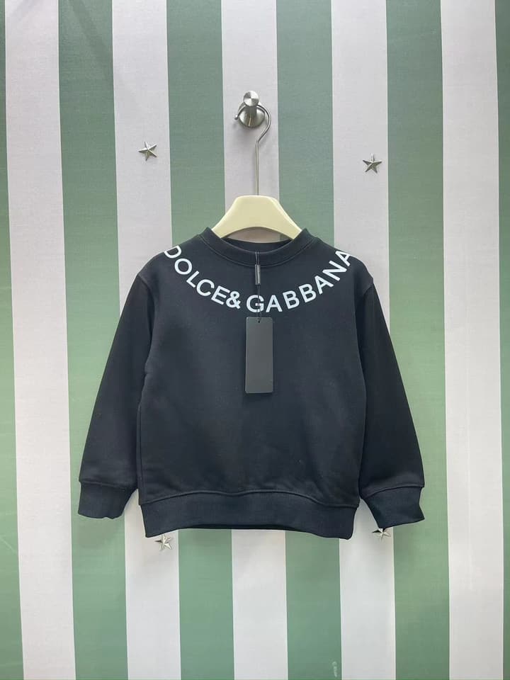 Dolce & Gabbana Kids Round Neck Sweatshirt – Kids Collection – 25FW in Black With White Logo