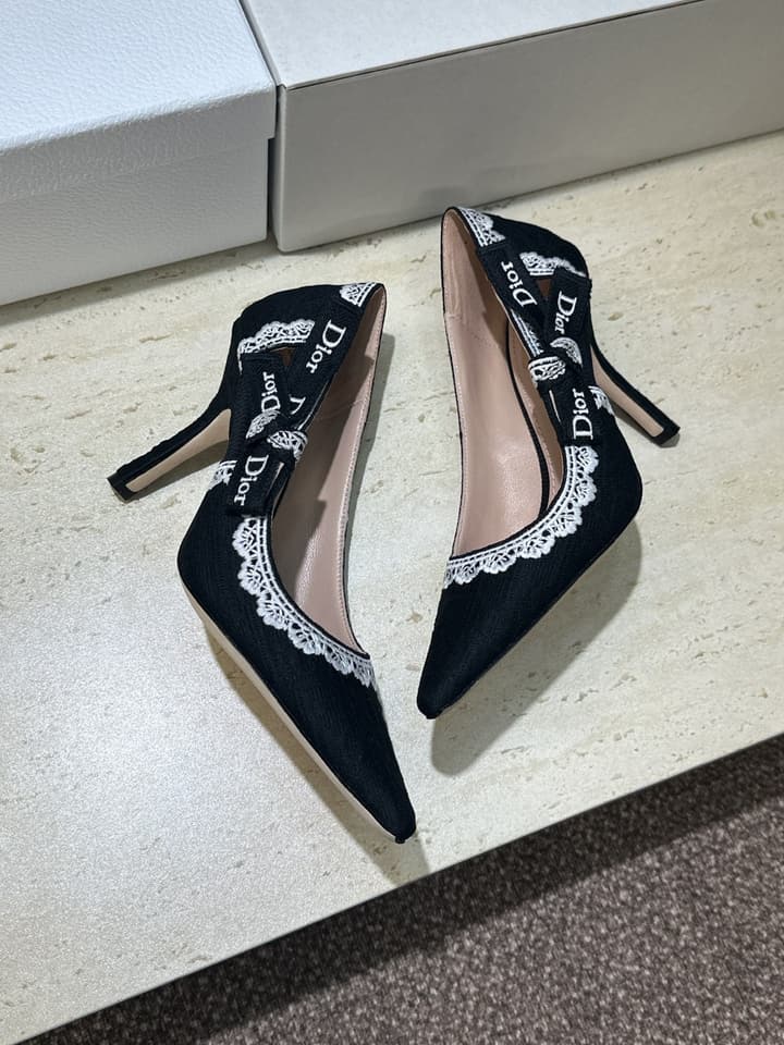 Dior J'Adior Dentelle Jelly Bow Pumps – 2026 Early Spring Collection in Black 6.5cm Heel