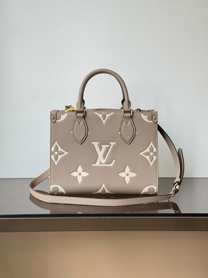 Louis Vuitton OnTheGo Small Handbag in Elephant Grey Monogram