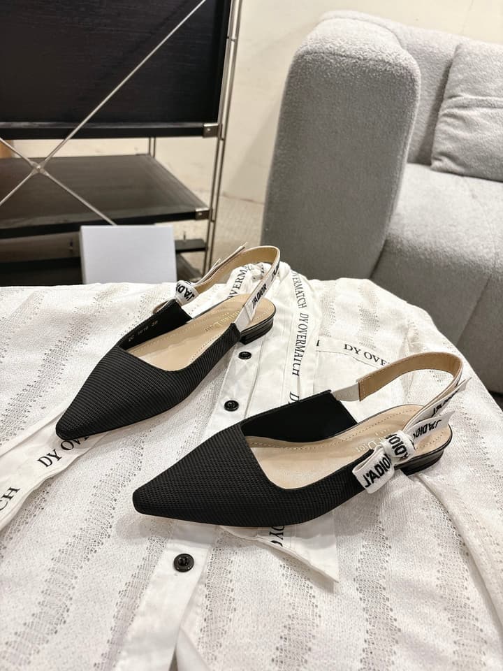 Dior J'Adior Embroidered Kitten Heel Sandals in Black Shimmer Fabric
