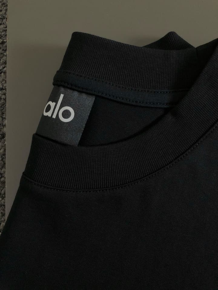 Alo Yoga Double-Yarn Cotton T-Shirt – 25SS Collection in Black