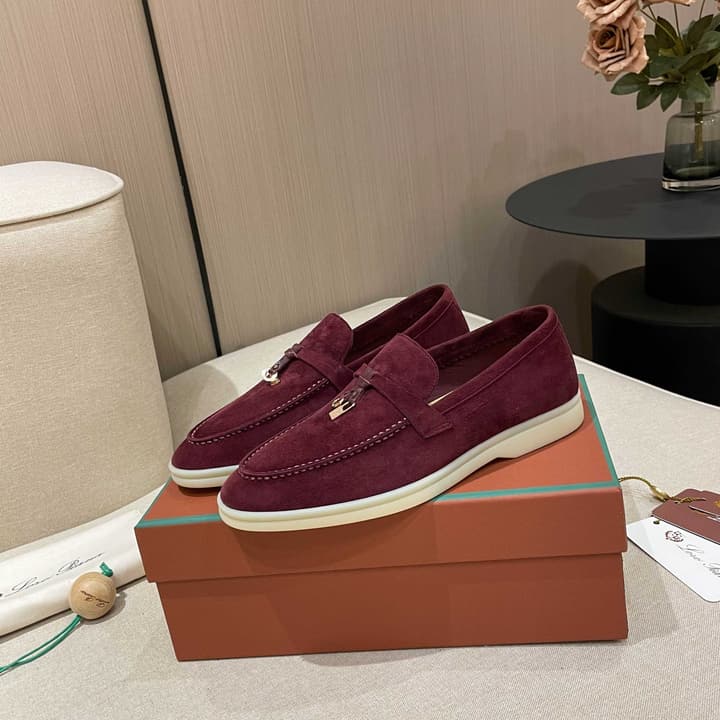 Loro Piana Summer Charms Walk Moccasin Loafers in Black Leather