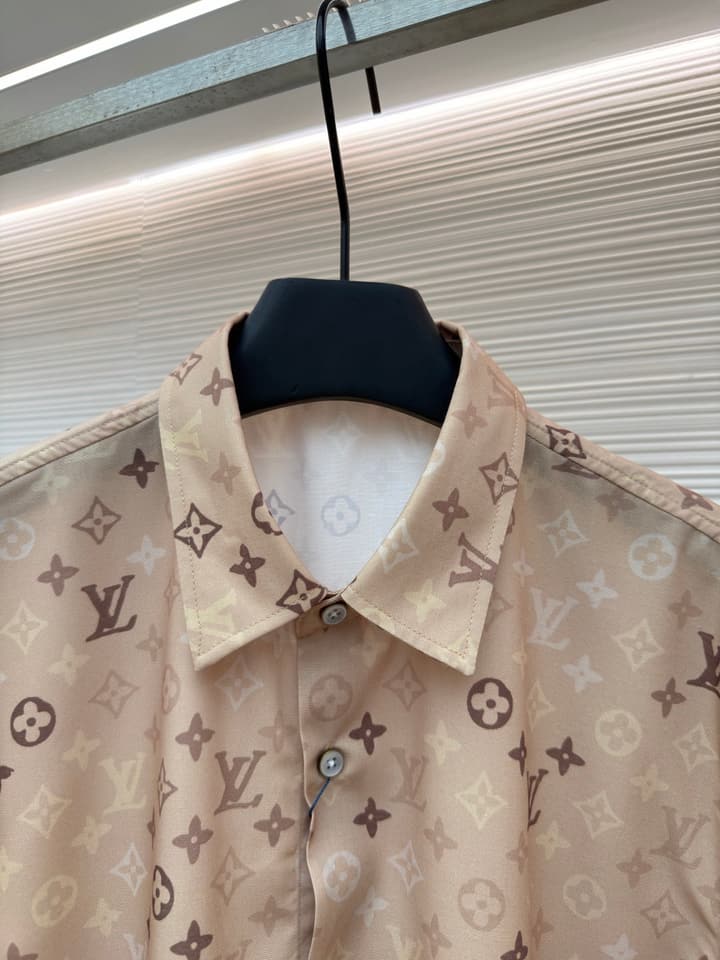 Louis Vuitton Monogram All-Over Print Beach Shirt in Apricot