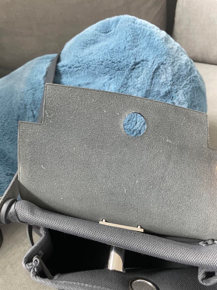 Hermès Herbag 20 Slate Grey Canvas Bag