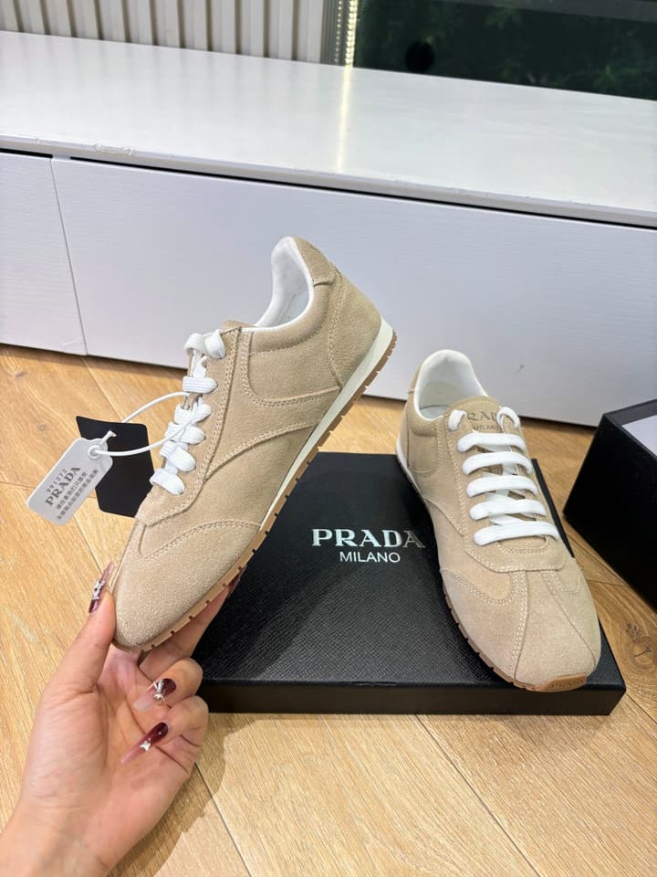 Prada FW25 German Training Shoes in Dark Brown Suede