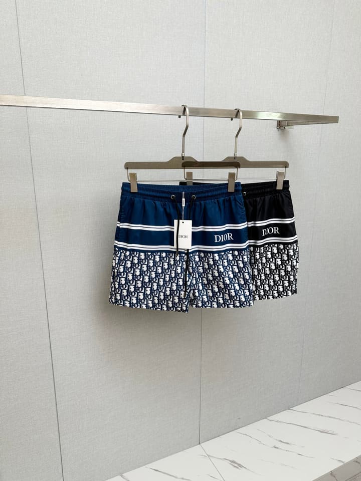 Dior Men's Casual Beach Shorts – 2025SS Collection in Black Dior Band Monogram