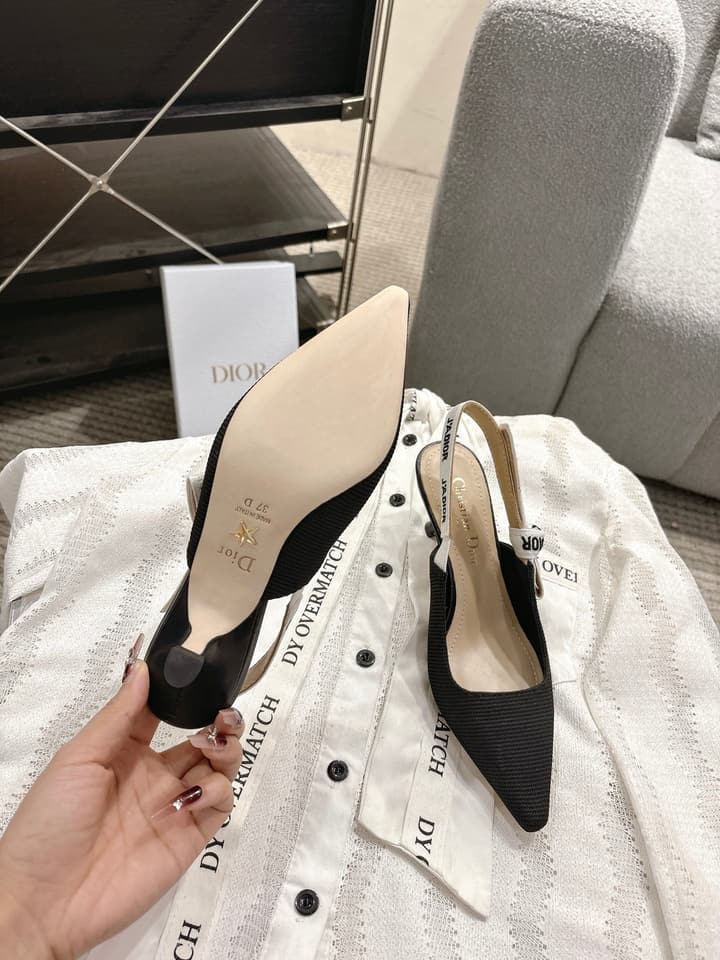 Dior J'Adior Embroidered Kitten Heel Sandals in Black Shimmer Fabric