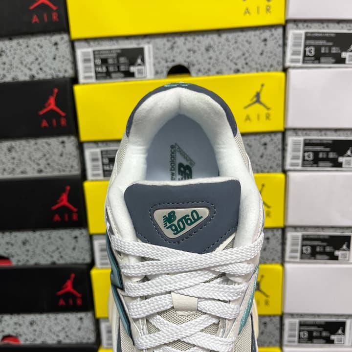 New Balance NB9060 Retro Running Shoes in Cream Teal