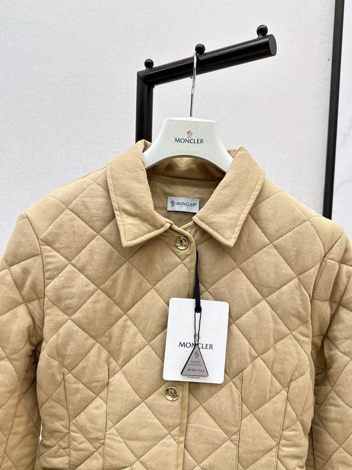 Moncler Quilted Padded Slim-Fit Jacket in Khaki