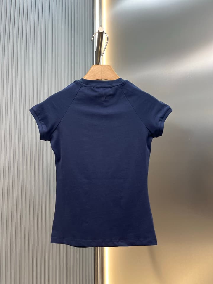 Loewe Cotton Mosaic Anagram Embroidered T-Shirt in Navy Blue
