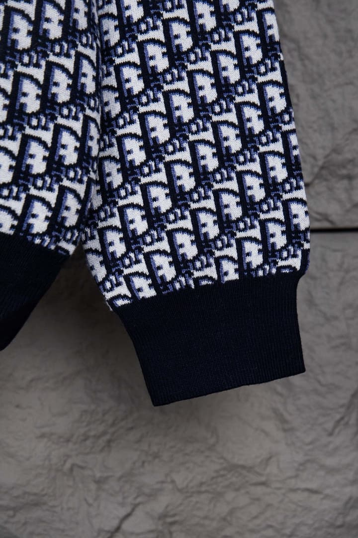 Dior Monogram Double-Sided Jacquard Crewneck Sweater – 24SS in Navy Monogram Pattern