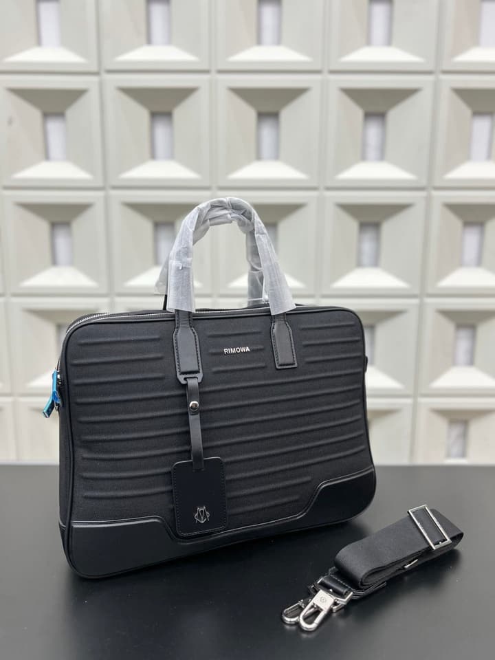 RIMOWA Never Still Canvas and Leather Briefcase in Black Canvas Briefcase