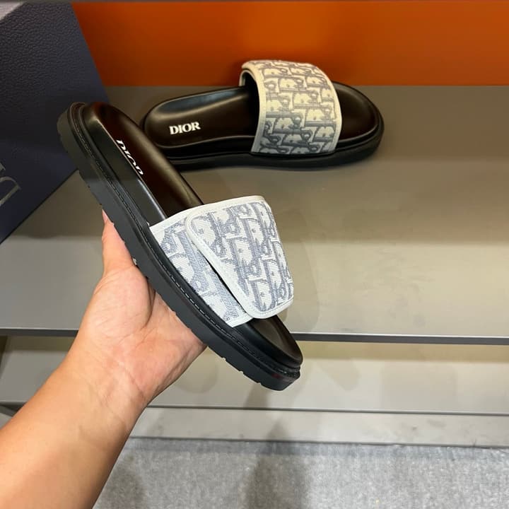 Dior Luxury Slides in Black Textured