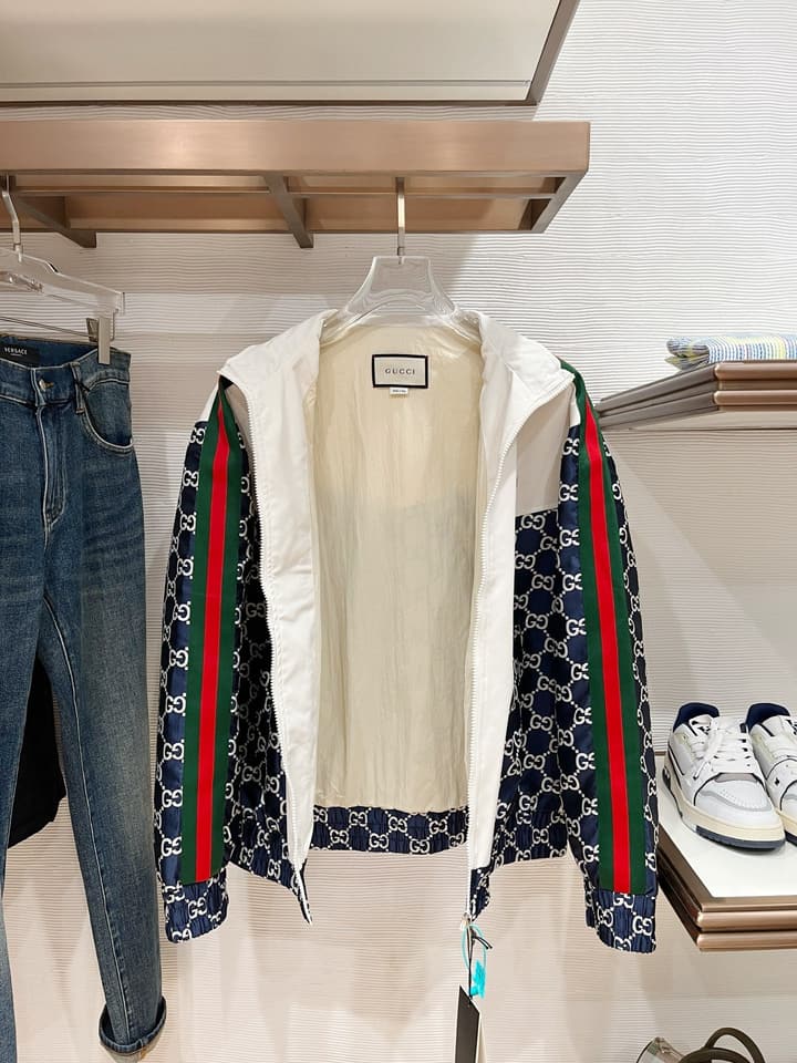 Gucci New Collection Runway Jacket in White And Navy Checkered