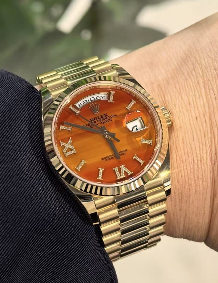 Rolex Day-Date 36 Yellow Gold Red Carnelian Watch