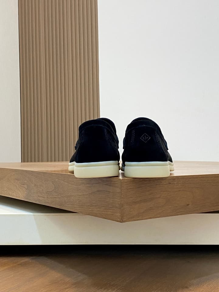 Loro Piana Suede Leather Slip-On Loafers in Black Suede
