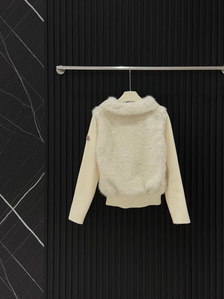 Moncler Convertible Faux Fur Jacket in Blended Beige Faux Fur