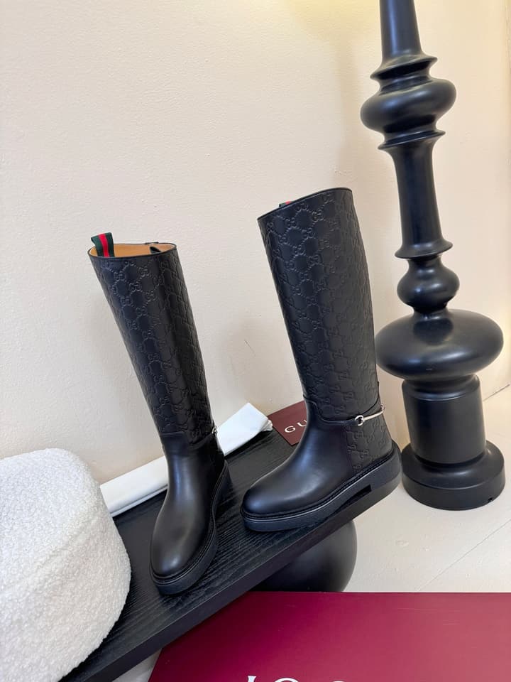 Gucci Runway Velvet Boots in Black Suede