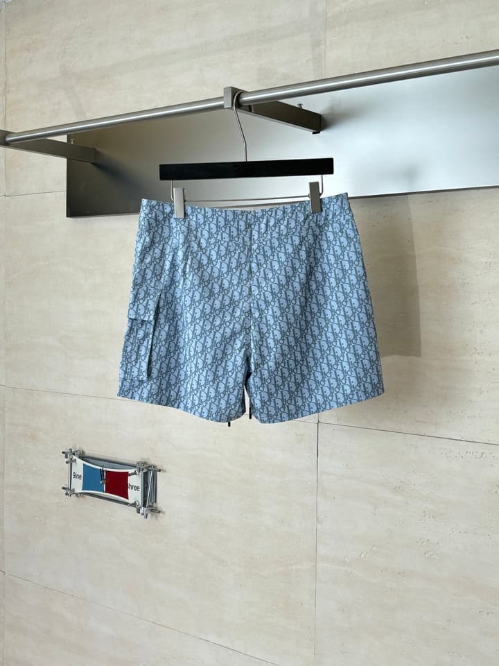 Dior Oblique Print Beach Shorts – Spring/Summer Collection – 25SS in Light Blue Oblique