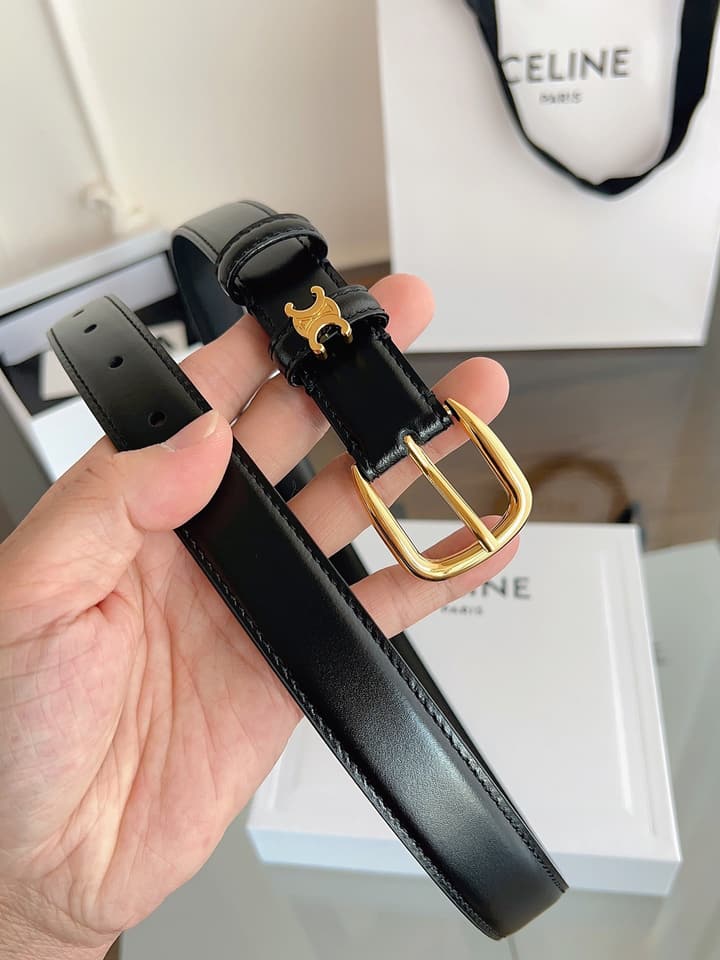 Celine Vivienne Taurillon 25mm Belt in Black Taurillon Leather