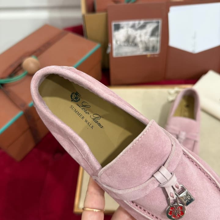 Loro Piana Summer Charms Walk Loafers – Kids Collection in Dusty Lavender Pink