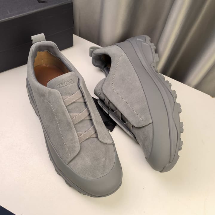 Ermenegildo Zegna Triple Stitch™ Monte Luxury Casual Shoes in Black Leather