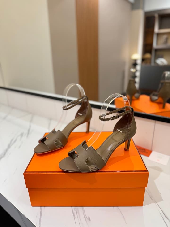 Hermès Classic Palm Grain Cowhide Heels – 6.5cm in Black