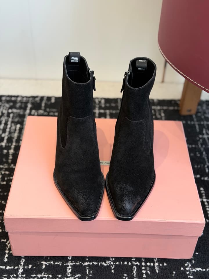 Miu Miu Distressed Leather Cowboy Biker Boots – 2026SS