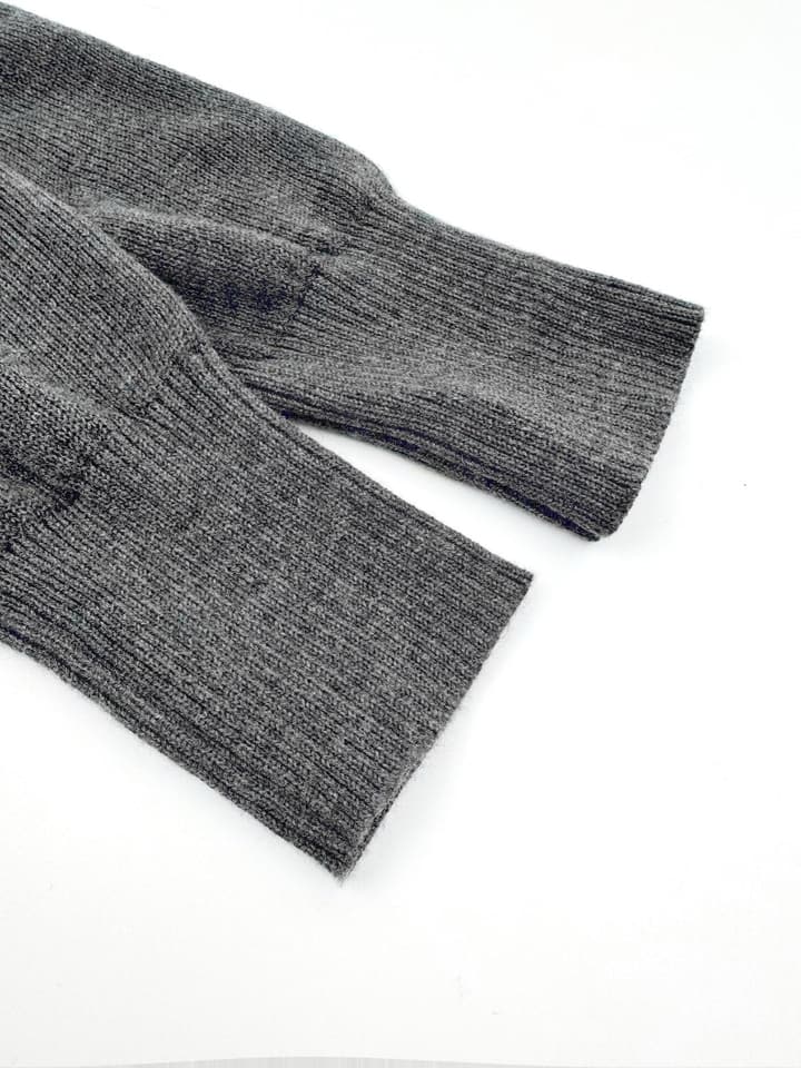 Ami Paris Heart Embroidery Merino Wool Sweater in Dark Grey With Red Heart