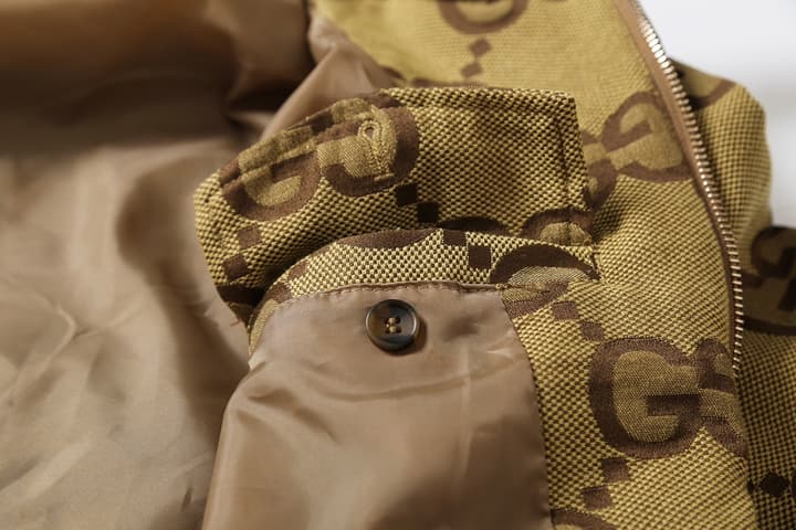 Gucci Double G Jacquard Stand Collar Jacket – 25FW in Camel Ebony Double G Jacquard