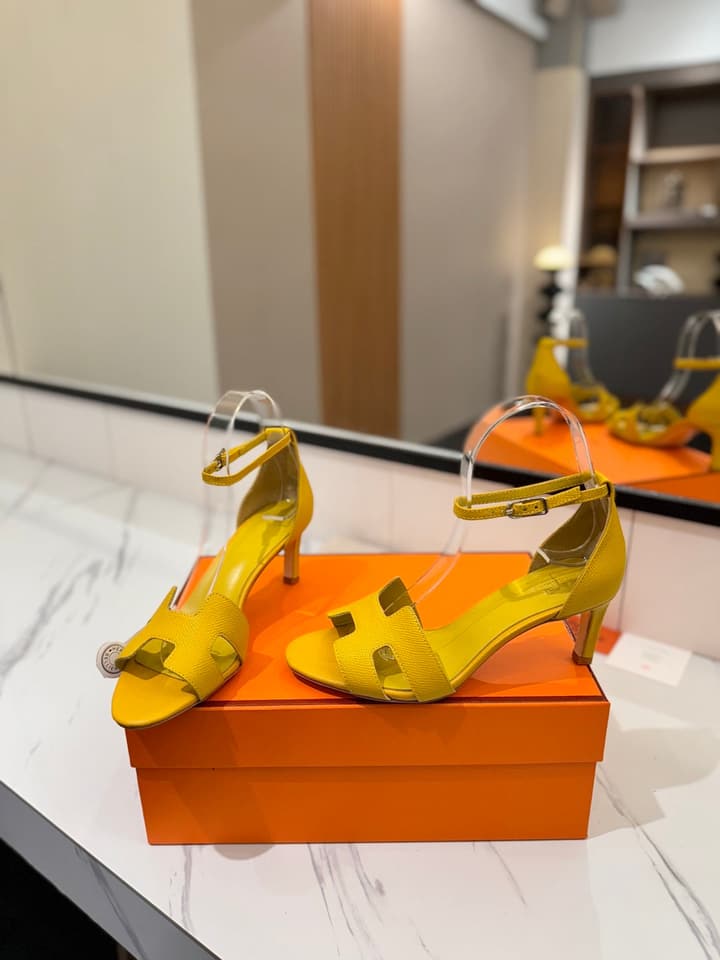 Hermès Classic Palm Grain Cowhide Heels – 6.5cm in Black