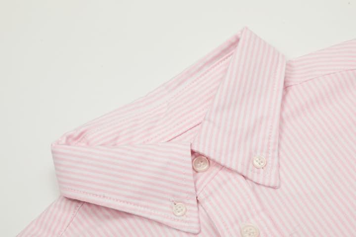 AMI Paris Small Heart Embroidered Striped Long Sleeve Shirt in Blue Stripe