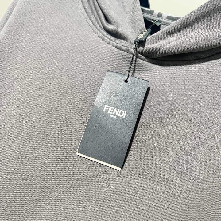Fendi FF Patch Logo Cotton Hoodie in Black Hooded Sweatshirt