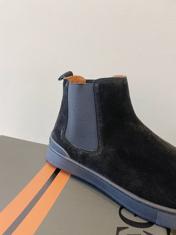 Zegna COUTURE Triple Stitch Leather Sneakers in Black Suede With Dark Sole