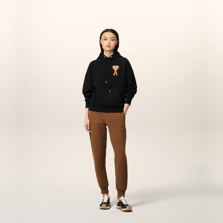 Ami Paris Towel Embroidered Heart Boxy Hoodie – 25FW in Classic Black