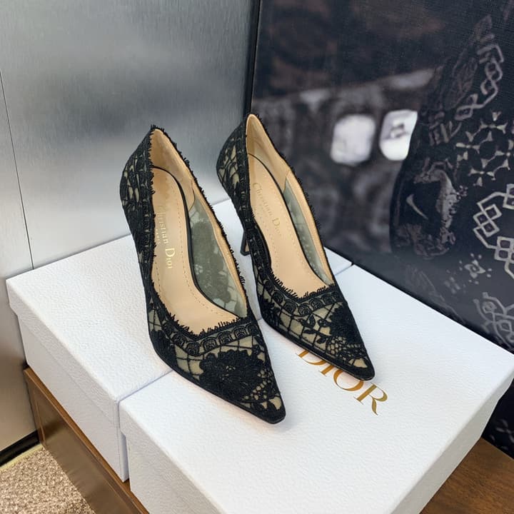 Dior CD Roses Jacquard Embroidery High-Heel Pumps – 2024 Spring/Summer Collection in Sleek Black Patent