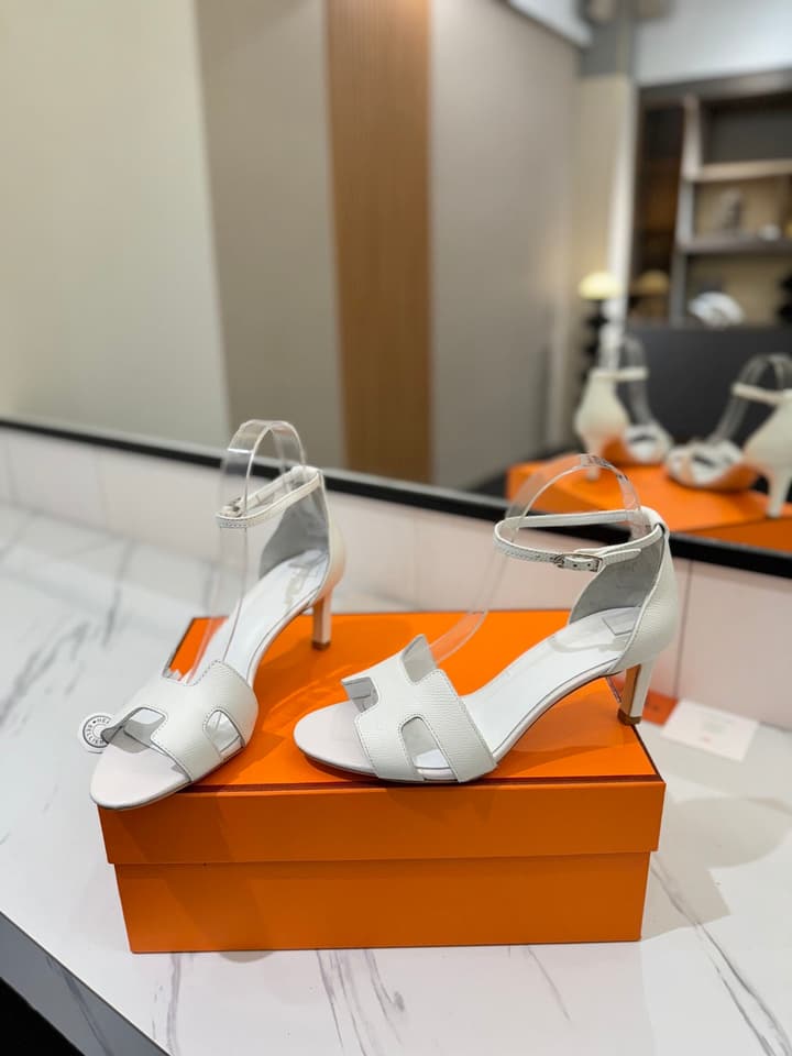 Hermès Classic Palm Grain Cowhide Heels – 6.5cm in Black