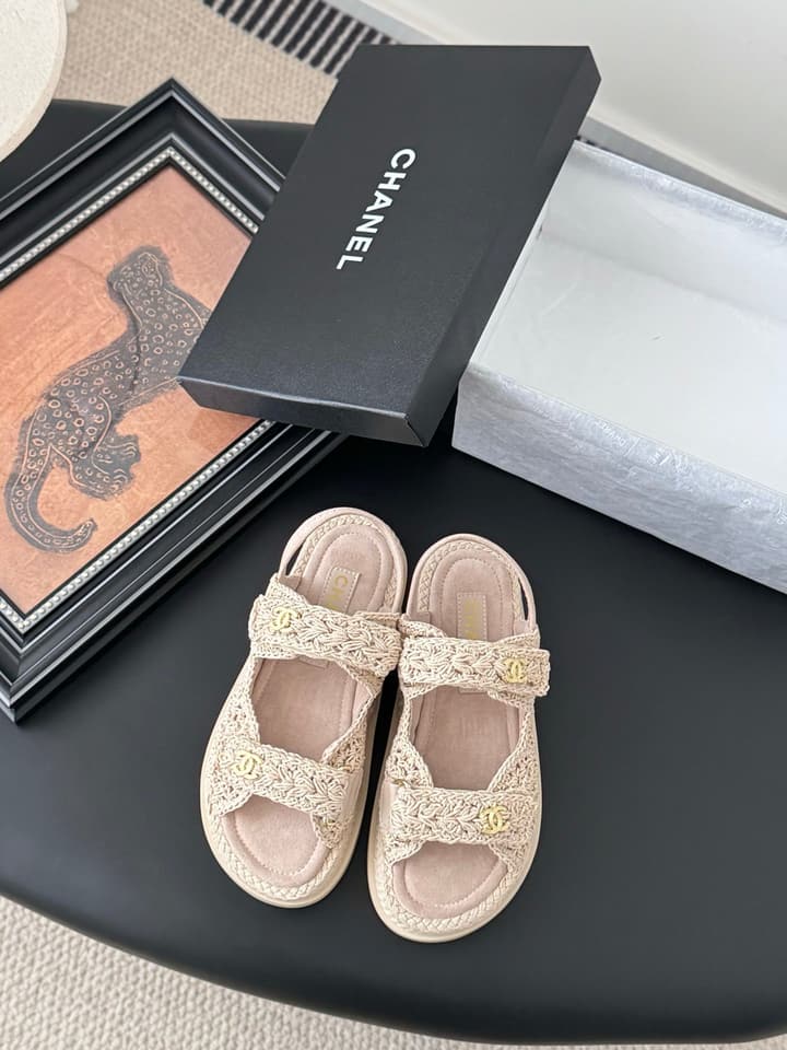 Chanel Velcro Flat Sandals – 25SS Collection in Beige