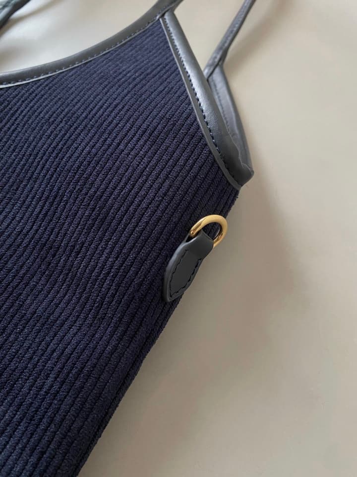Miu Miu Corduroy Tote Bag in Navy Blue Corduroy Tote