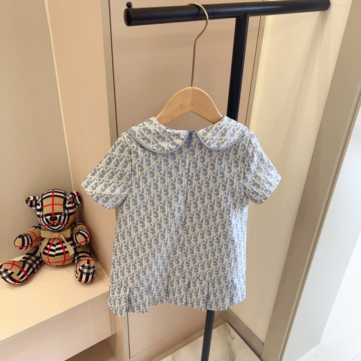 Dior Kids Monogram Pleated Dress Sibling Set – 2026SS – Kids Collection in Light Blue Monogram