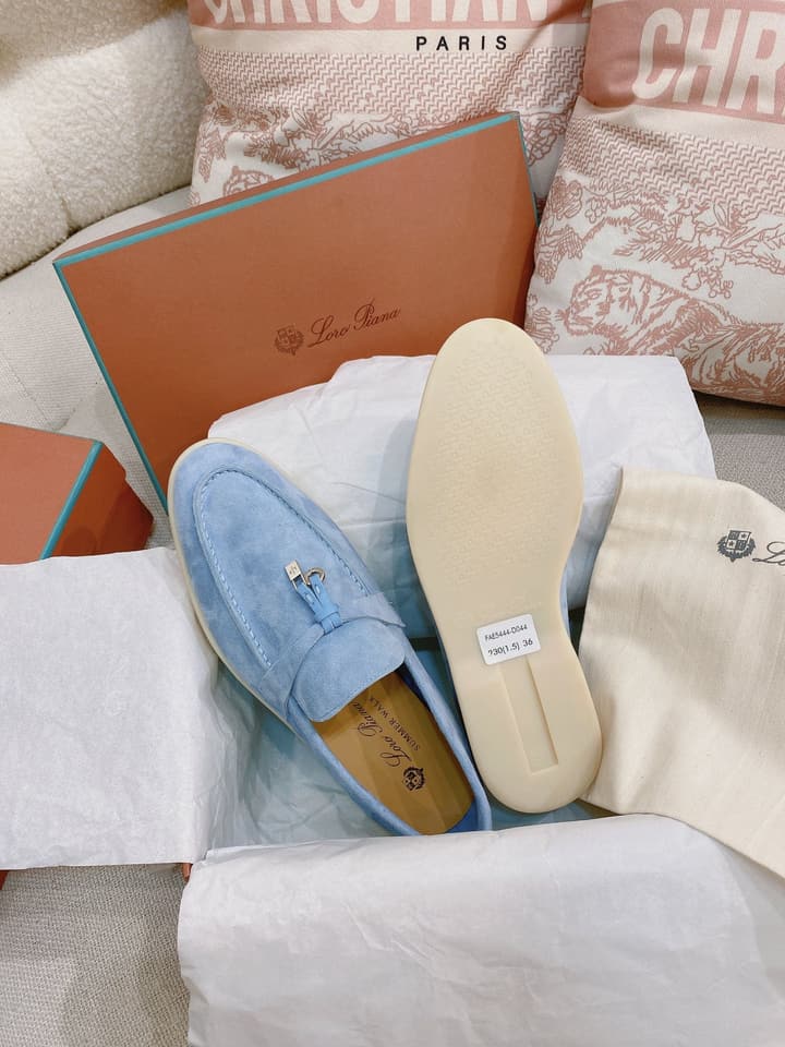Loro Piana Glossy Cashmere Loafers in Blush Pink Suede