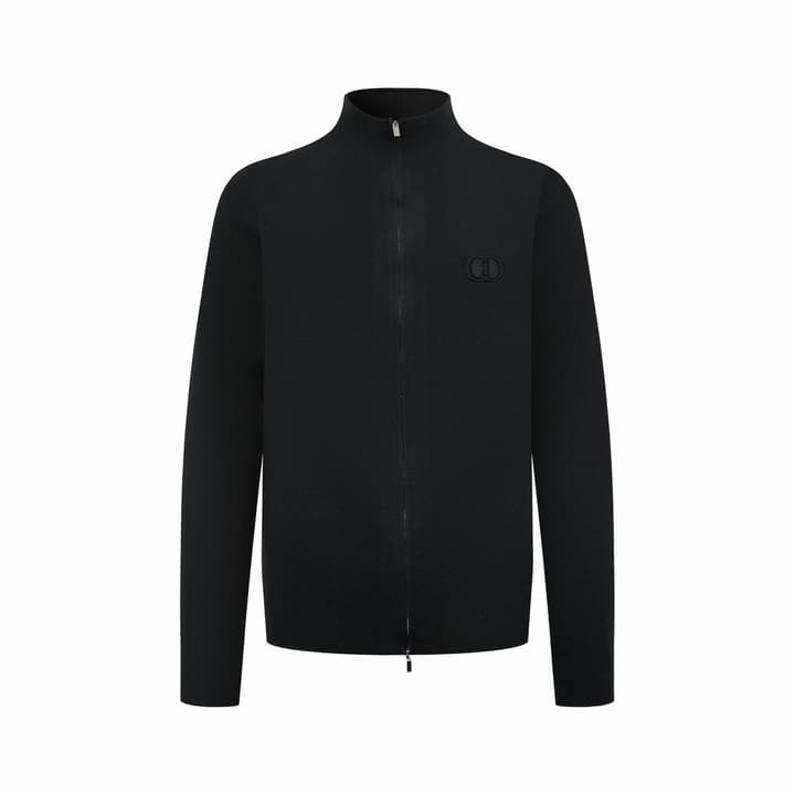 Dior Icon Wool Zip Cardigan in Classic Black Sweater Jacket