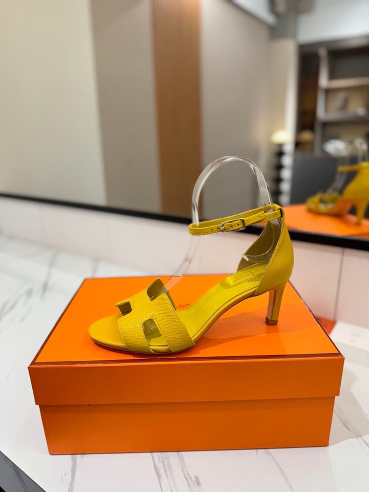 Hermès Classic Palm Grain Cowhide Heels – 6.5cm in Black